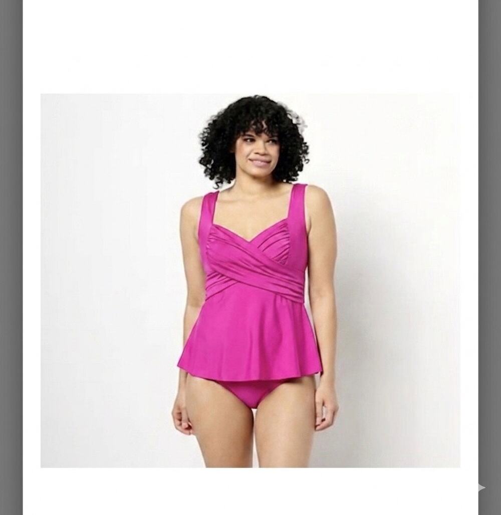 Kim Gravel x Swimsuits For All Wrap Sweetheart and Brief Set raspberry pink sz 8